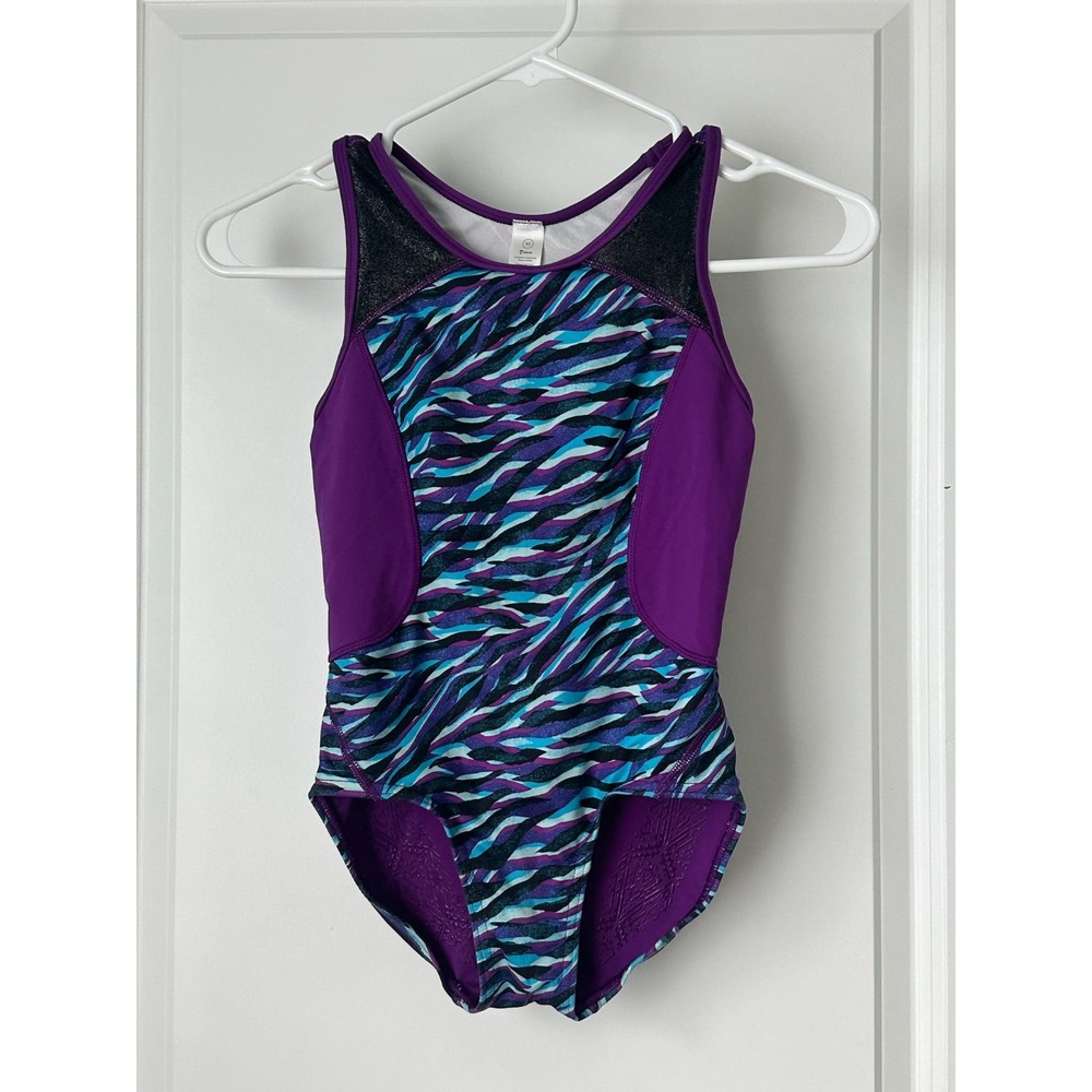 Ivivva‎ By Lululemon Artistic Acrobat Bodysuit Leotard Tiger Spry Blue Size 10